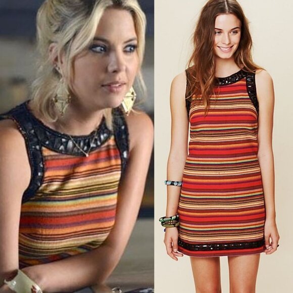 Free People Tapestry Shift Dress Striped‎ PLL Size 0 New Romantics Pretty Liars - Picture 1 of 15